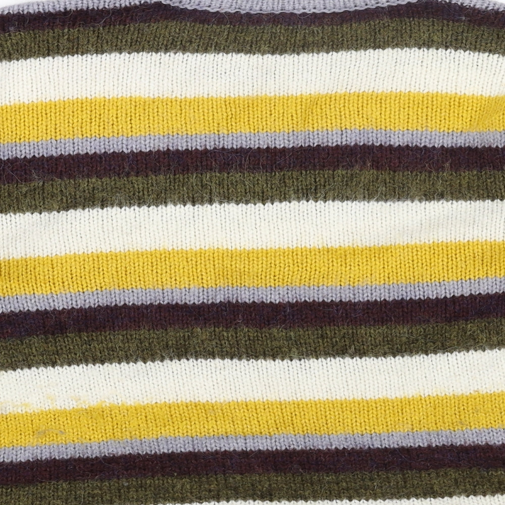 Topshop Womens Multicoloured Roll Neck Striped Acrylic Pullover Jumper Size 8