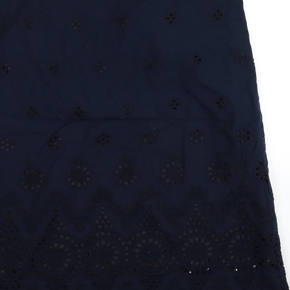 Preworn Womens Blue Geometric Polyester Straight & Pencil Skirt Size 36 in Zip