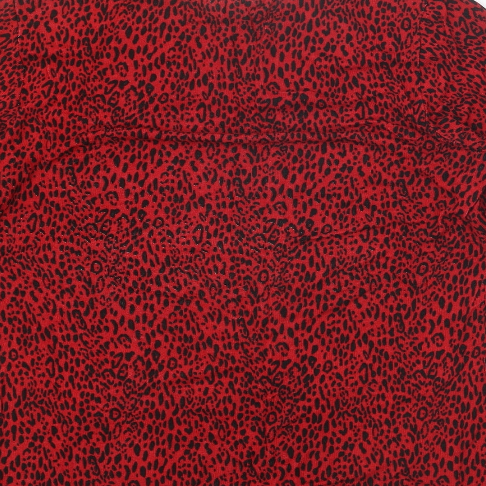 Principles Womens Red Animal Print Polyester Basic T-Shirt Size 14 Round Neck - Leopard Print