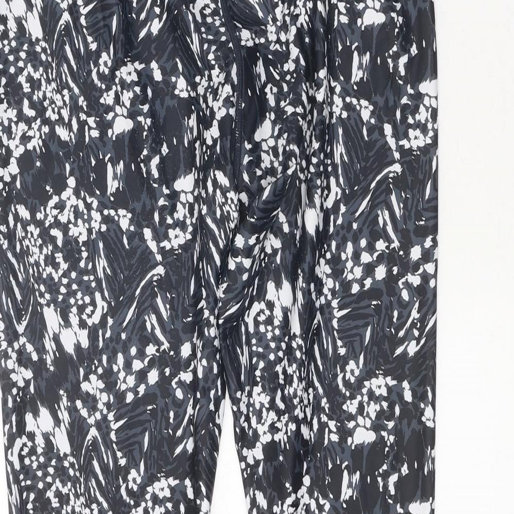 Preworn Womens Black Geometric Polyester Compression Leggings Size 29 in Regular Pullover