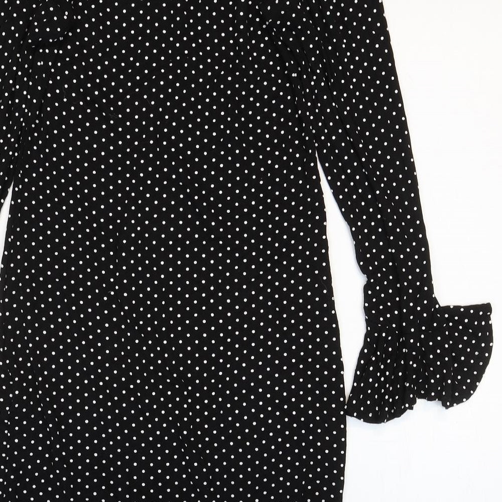 Select Womens Black Polka Dot Viscose Mermaid Size 12 V-Neck Pullover