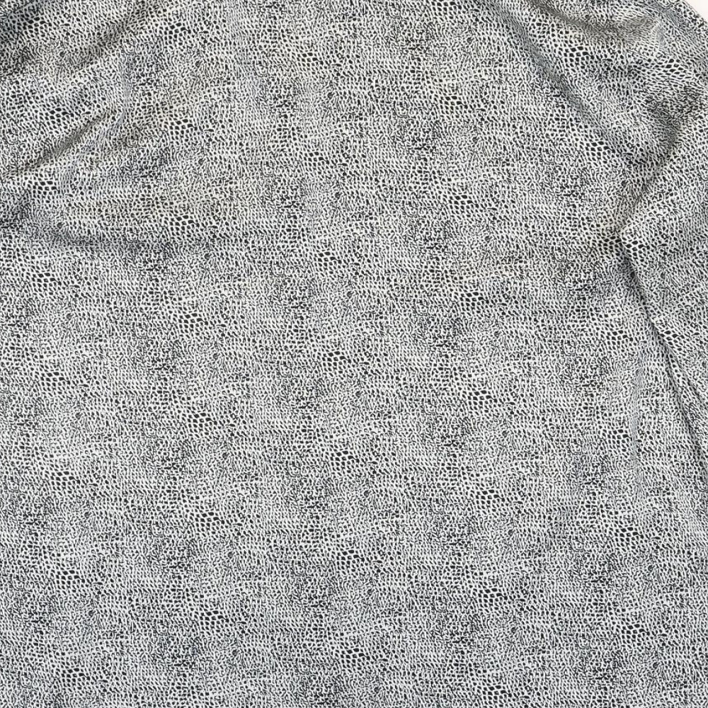 Basler Womens Grey Geometric Polyester Basic Button-Up Size 44 V-Neck