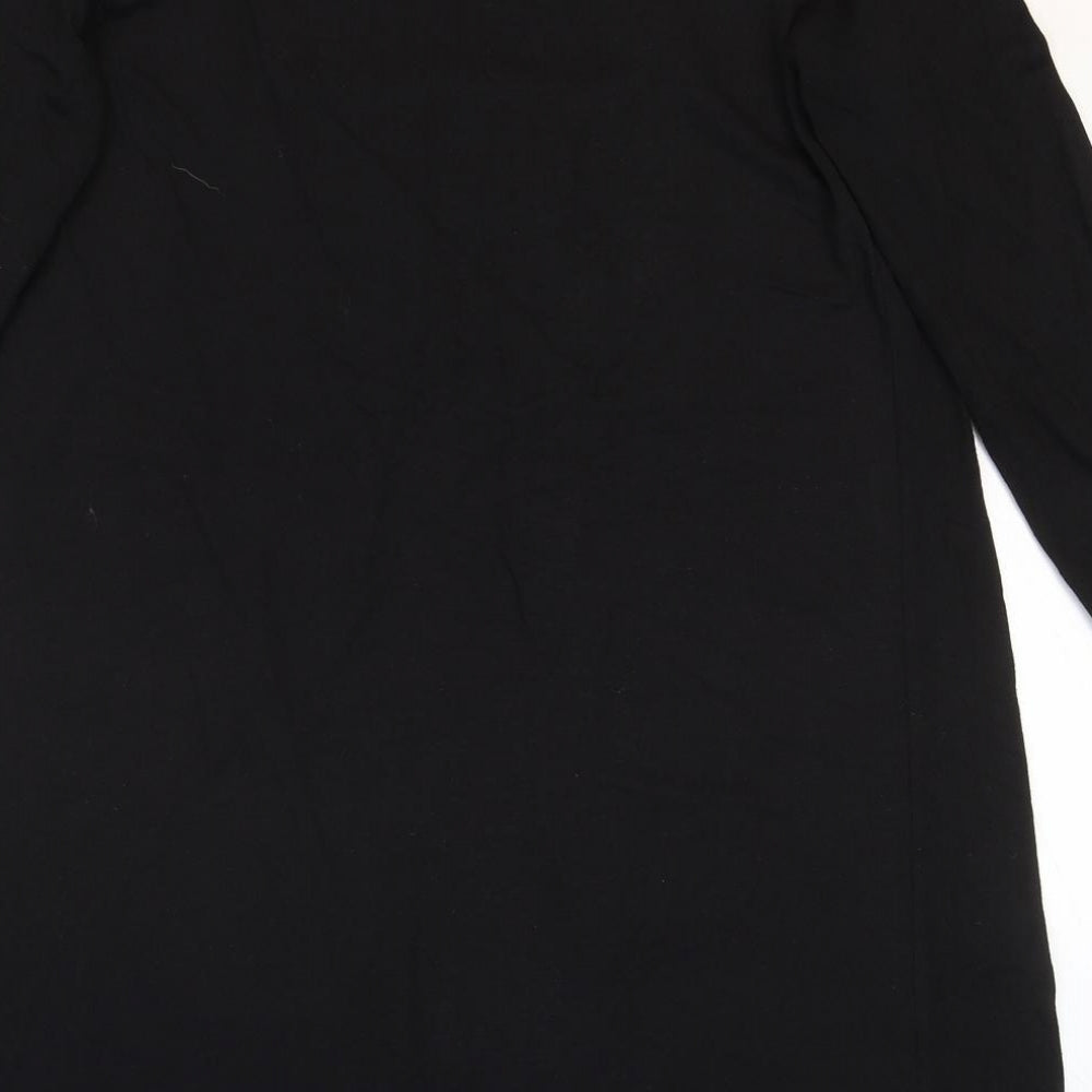 R Edition Womens Black Cotton Basic Blouse Size 6 Boat Neck - Size:6/8