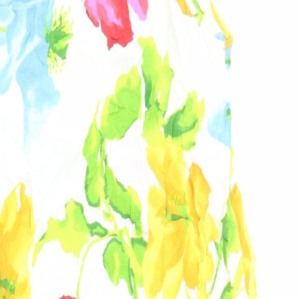 Marks & Spencer Womens White Floral Viscose Tank Dress Size 40 Round Neck Pullover