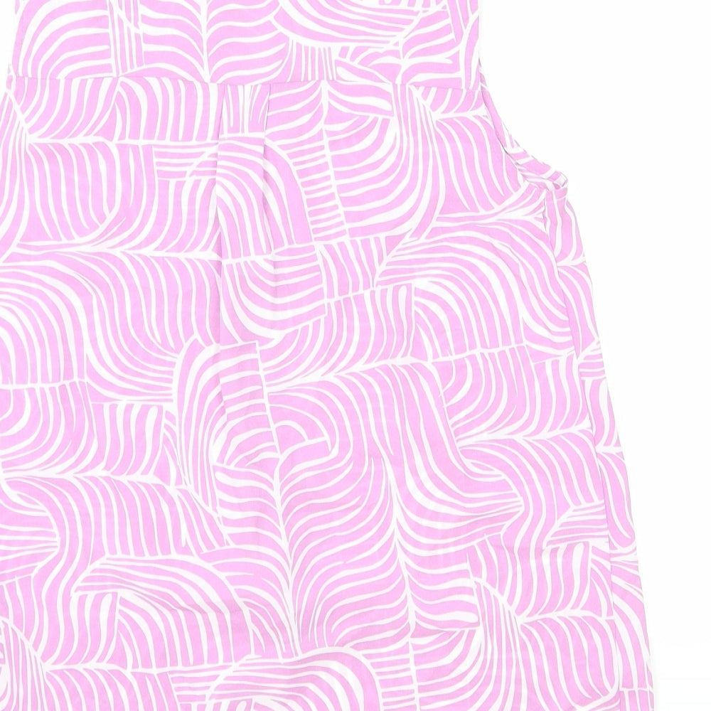 Marks & Spencer Womens Pink Geometric Polyester Basic Blouse Size 6 V-Neck
