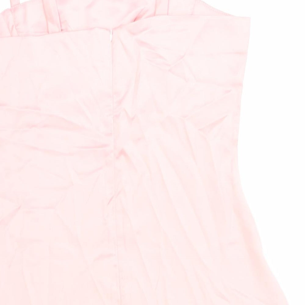 Preworn Womens Pink Polyester A-Line Size L Square Neck Zip