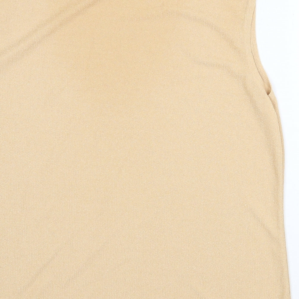Canda Womens Beige Polyester Basic Tank Size XL High Neck