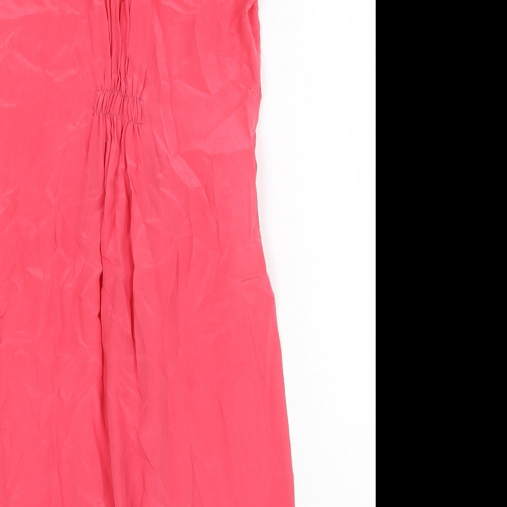 Gerard Darel Womens Pink Polyester Fit & Flare Size 8 Scoop Neck Zip