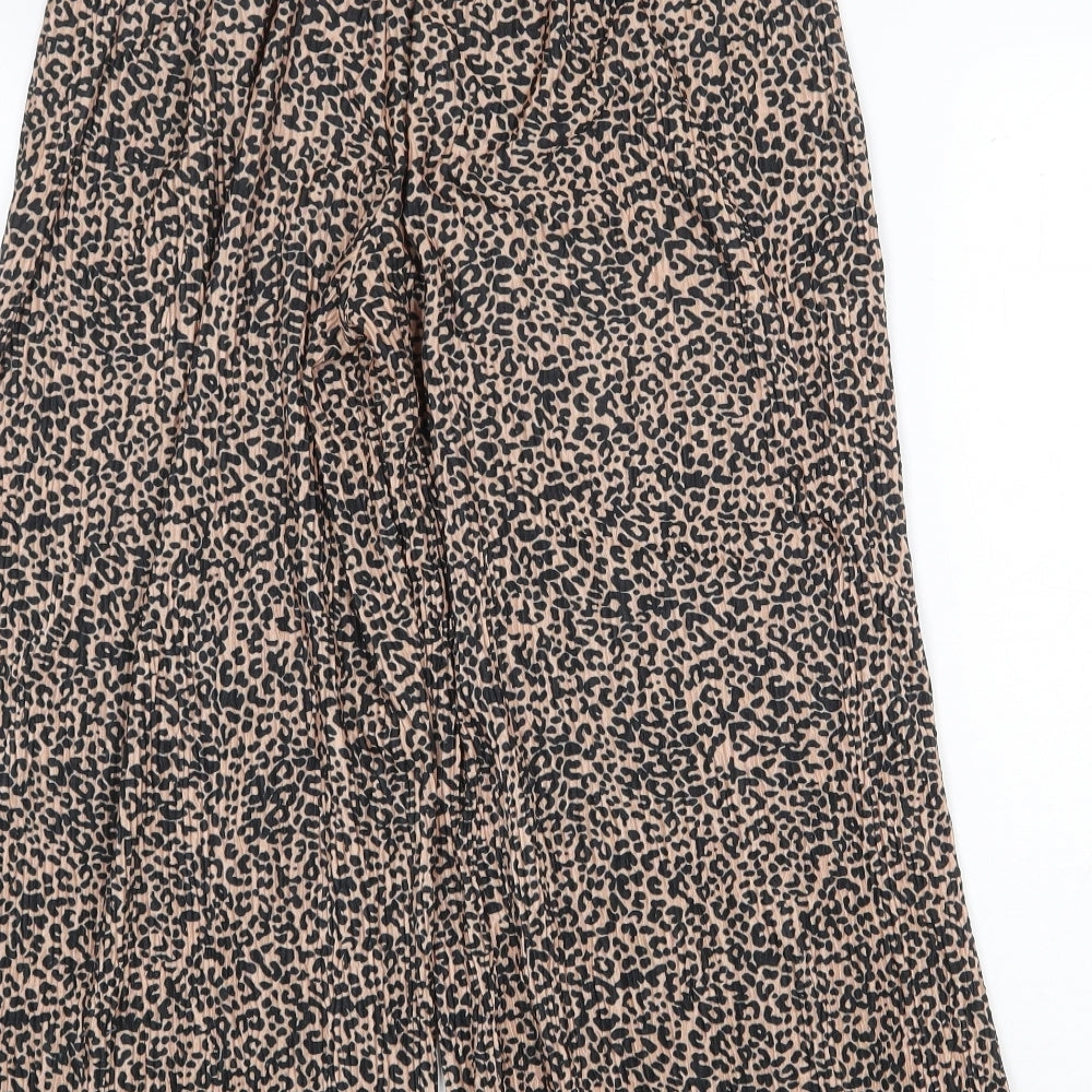 Very Womens Beige Animal Print Polyester Trousers Size 8 Regular