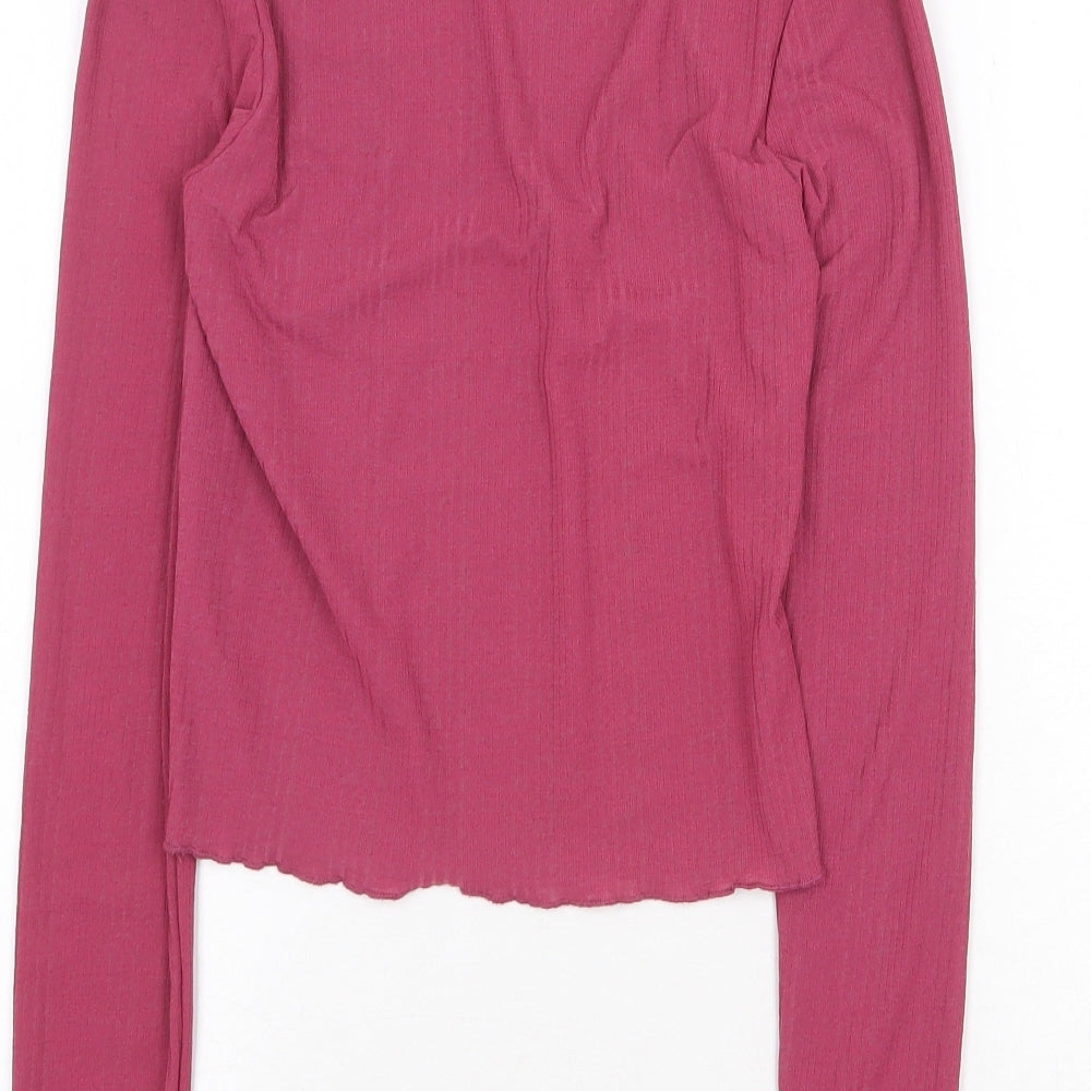 Urban Outfitters Womens Orange Cotton Basic Blouse Size S High Neck