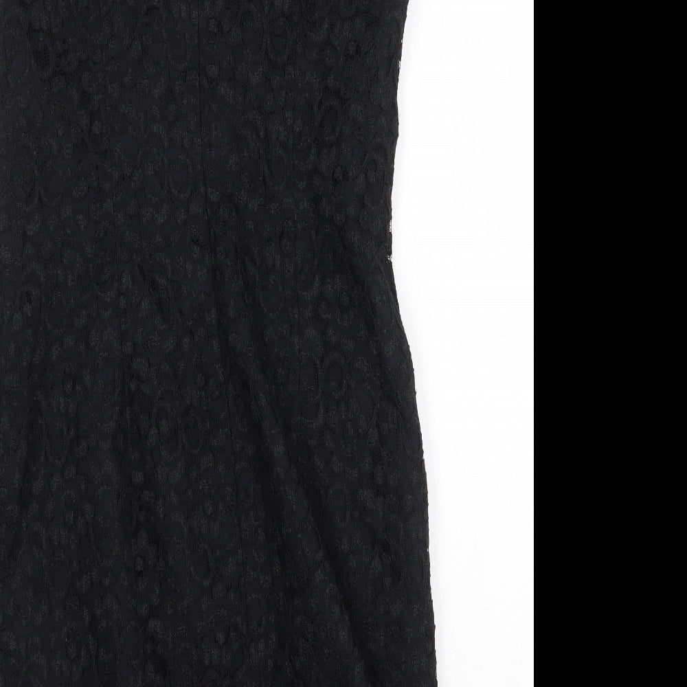 MJW Studio Womens Black Polyester Bodycon Size 8 Boat Neck Zip