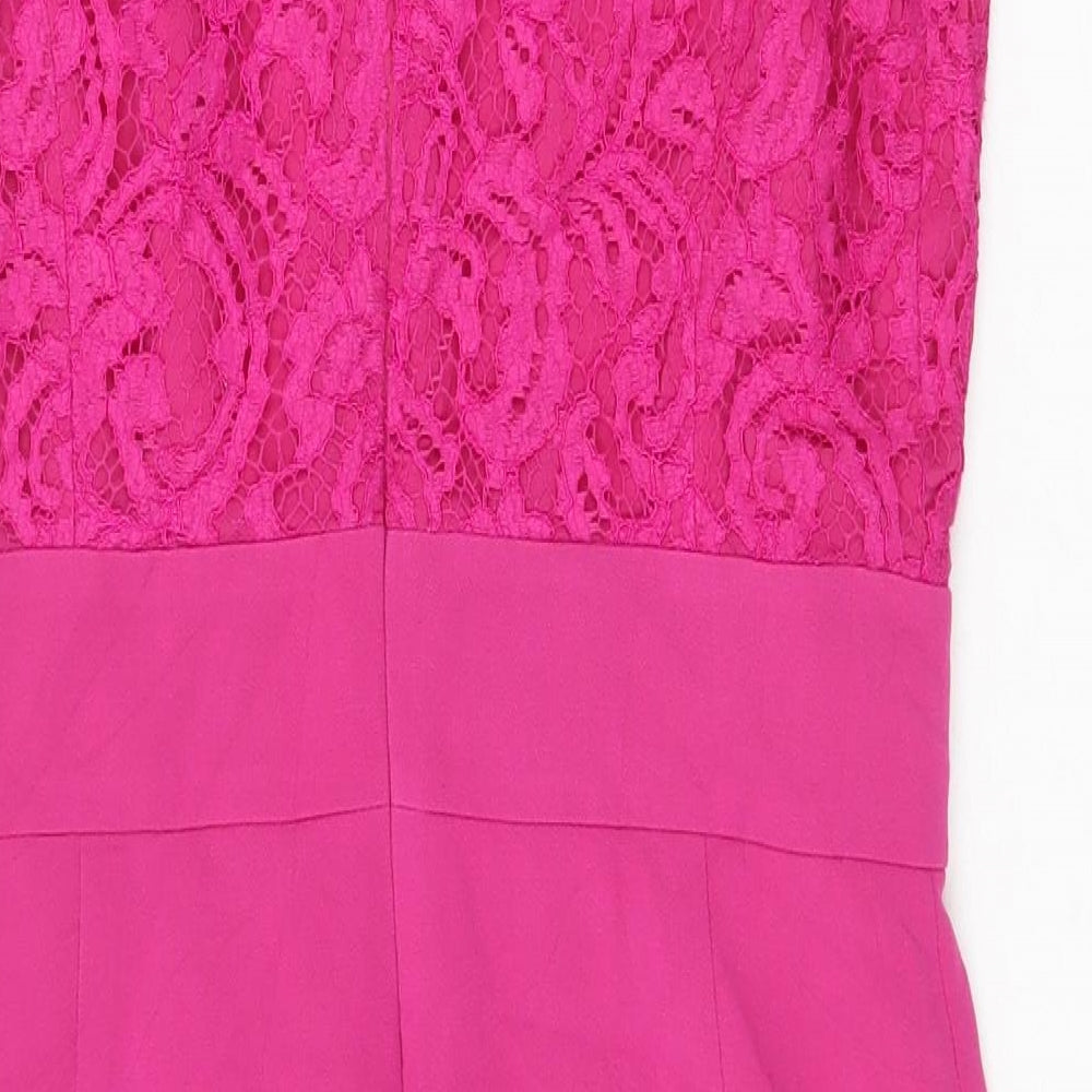 Preworn Womens Purple Cotton Sheath Size M Boat Neck Zip