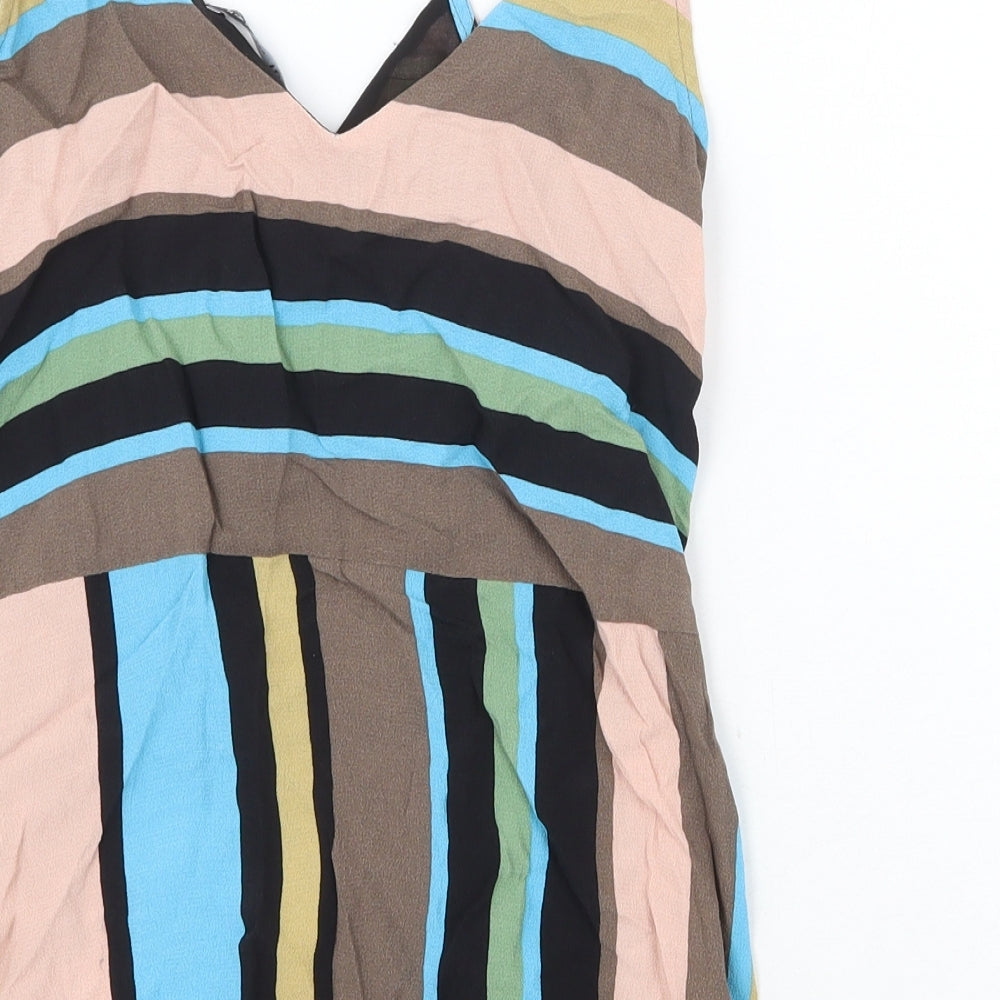 Zara Womens Multicoloured Striped Polyester Camisole Tank Size S V-Neck