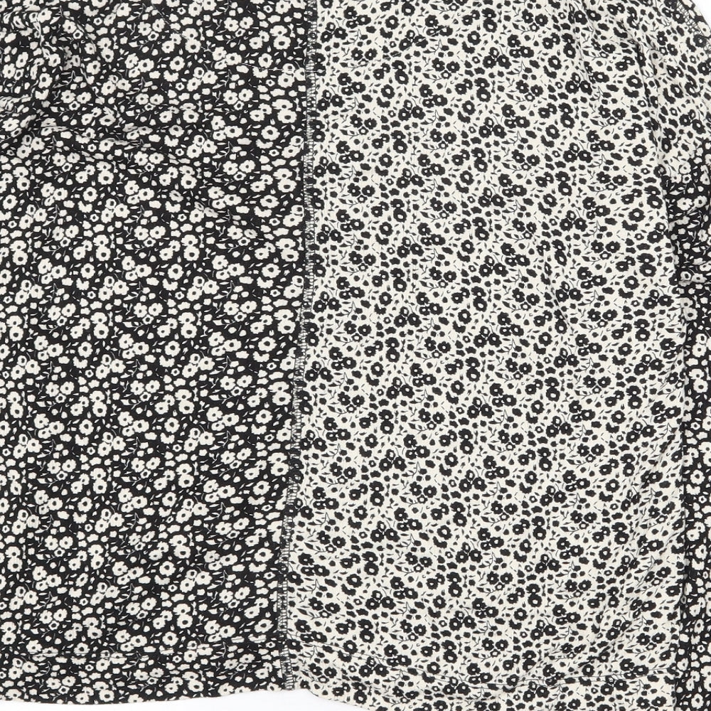 NEXT Womens Beige Floral Viscose Basic Blouse Size 6 Round Neck