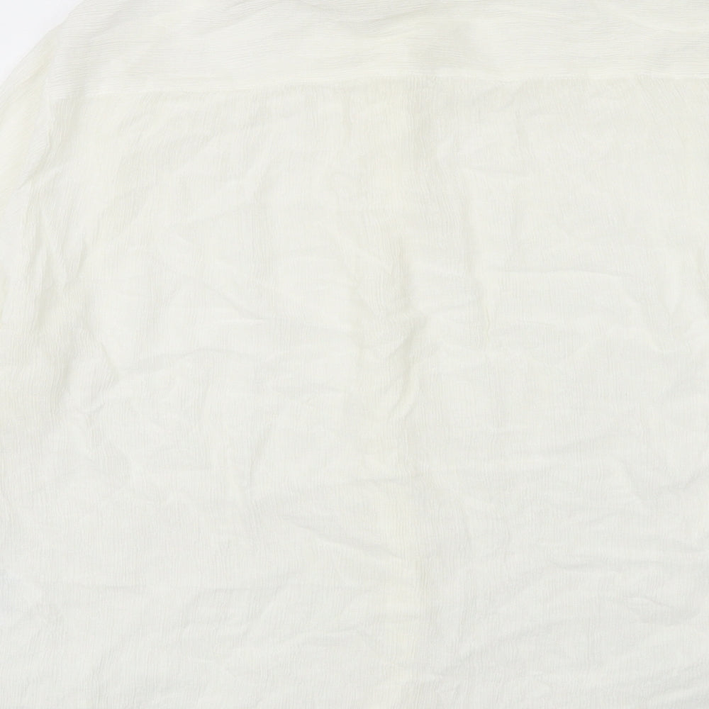 H&M Womens White Polyester Basic Button-Up Size 8 Collared