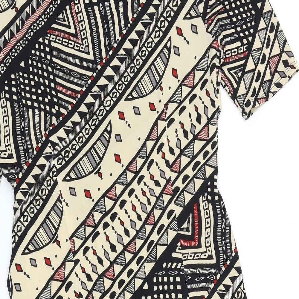 Marks & Spencer Womens Multicoloured Geometric Polyester Shift Size 8 Boat Neck Pullover