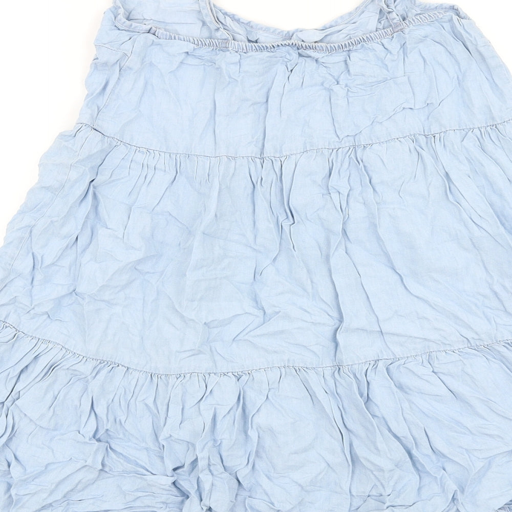 Denim & Co. Womens Blue 100% Cotton Trapeze & Swing Size 10 Scoop Neck Pullover