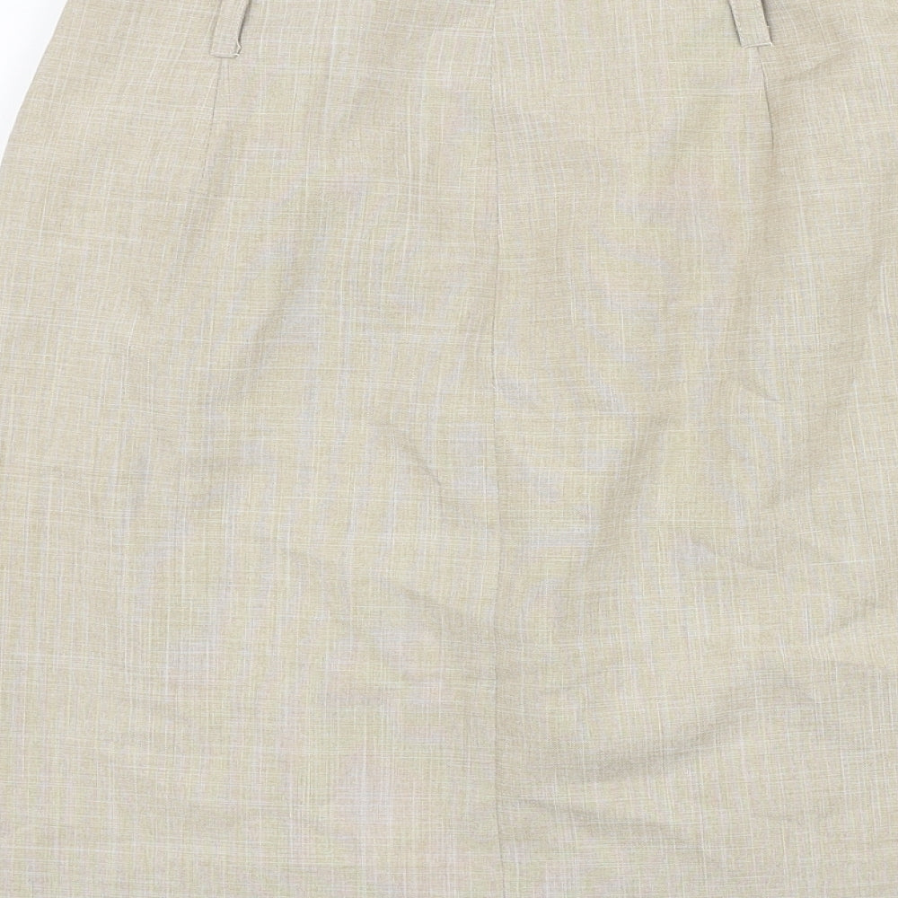Preworn Womens Beige Polyester Straight & Pencil Skirt Size 29 in Button