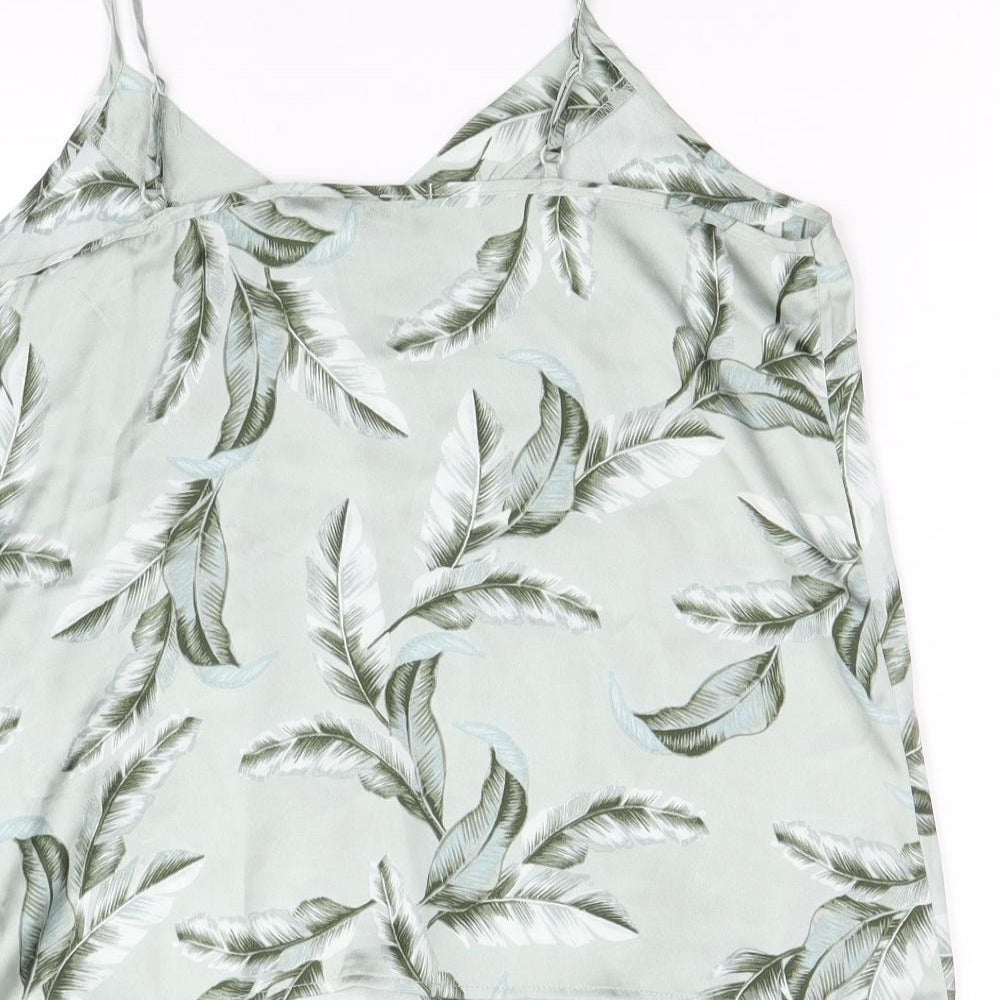JEFF&CO Womens Green Geometric Polyester Camisole Tank Size 10 V-Neck - Size 10-12, Leaf Print