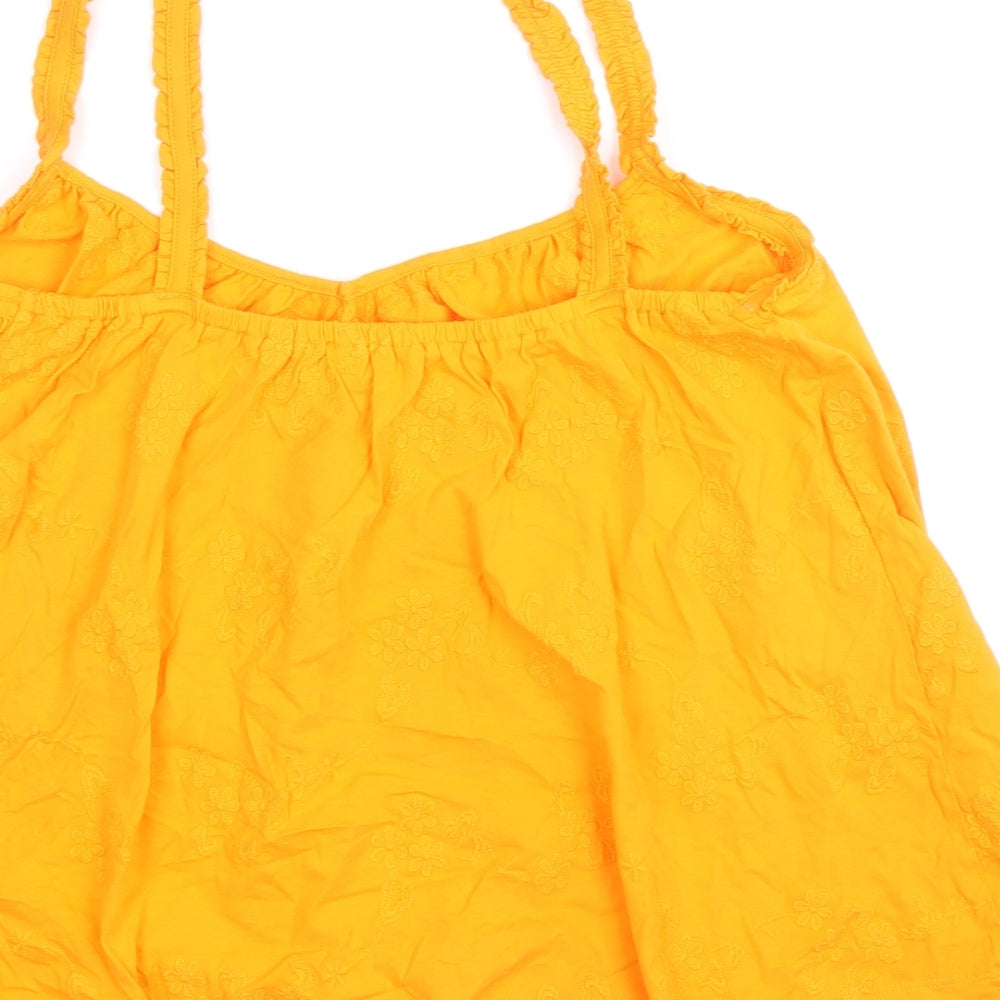 Per Una Womens Orange Floral 100% Cotton Camisole Tank Size 8 V-Neck