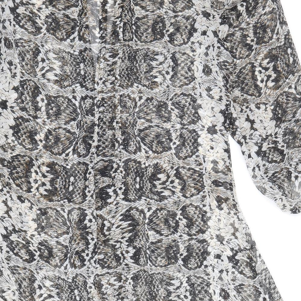 Marks & Spencer Womens Multicoloured Animal Print Polyacrylate Fibre Shirt Dress Size 12 V-Neck Pullover