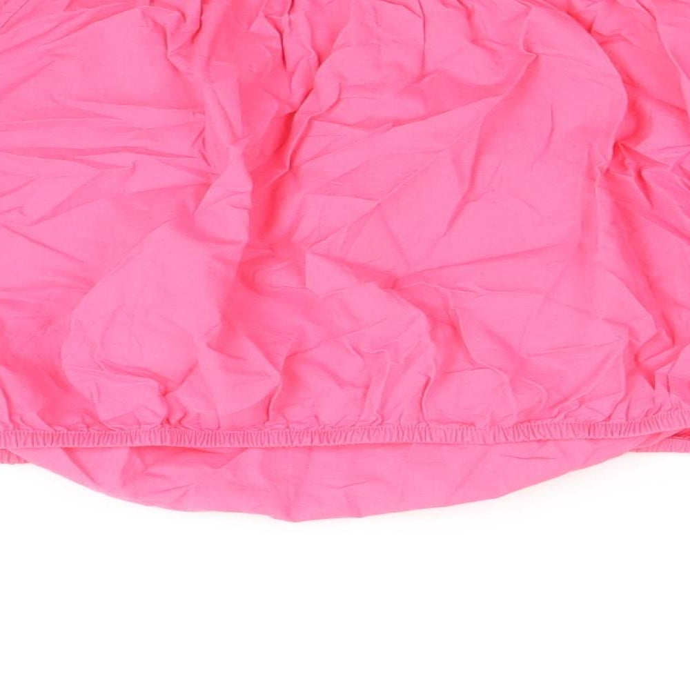 Marks & Spencer Womens Pink Geometric 100% Cotton Cropped Blouse Size 20 Off the Shoulder