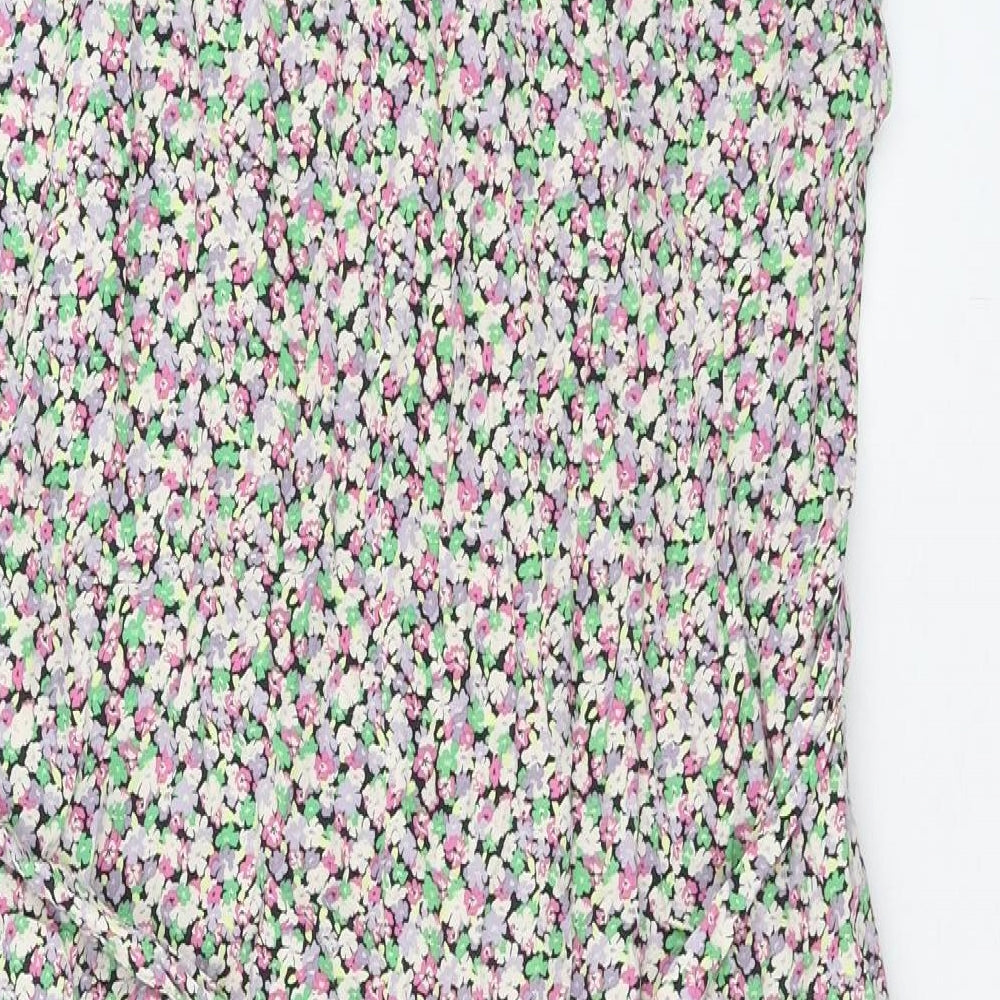 Only Womens Multicoloured Floral Viscose Shift Size L Boat Neck Button