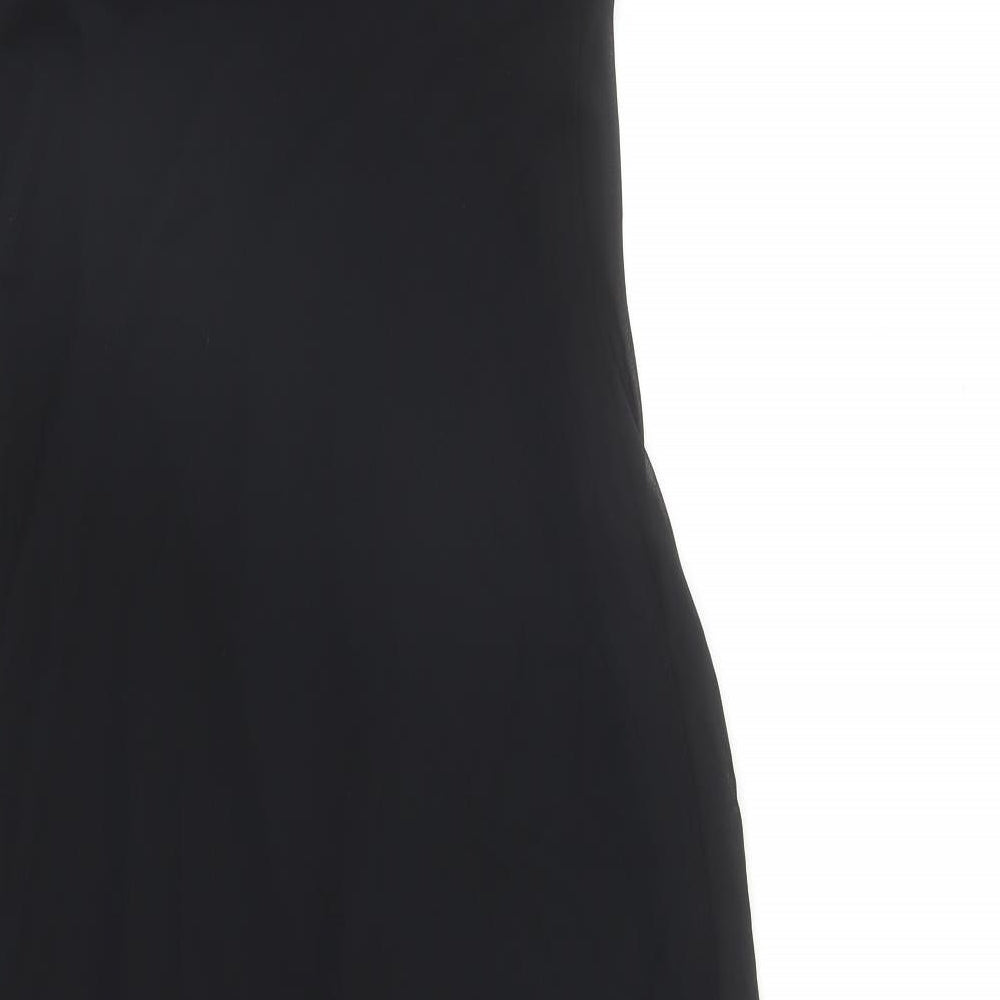 S.L. Fashions Womens Black Polyester Slip Dress Size 12 Square Neck Pullover
