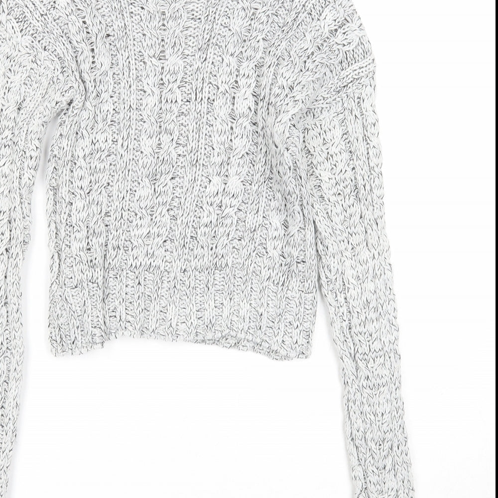 Q10 Collection Womens White Roll Neck Acrylic Pullover Jumper Size M