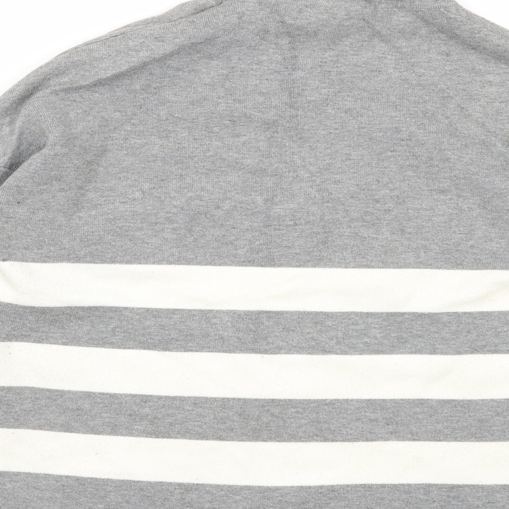 New Look Womens Grey Roll Neck Striped Viscose Pullover Jumper Size S