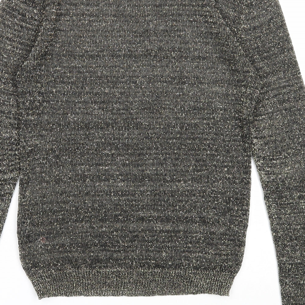 Limited Collection Womens Gold Round Neck Acrylic Pullover Jumper Size 10