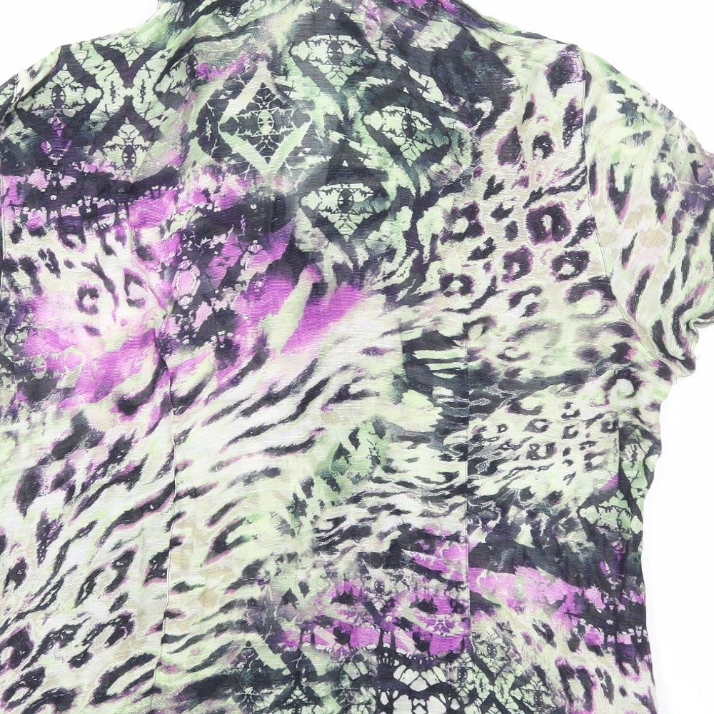 Preworn Womens Multicoloured Geometric Polyester Basic Button-Up Size M Collared