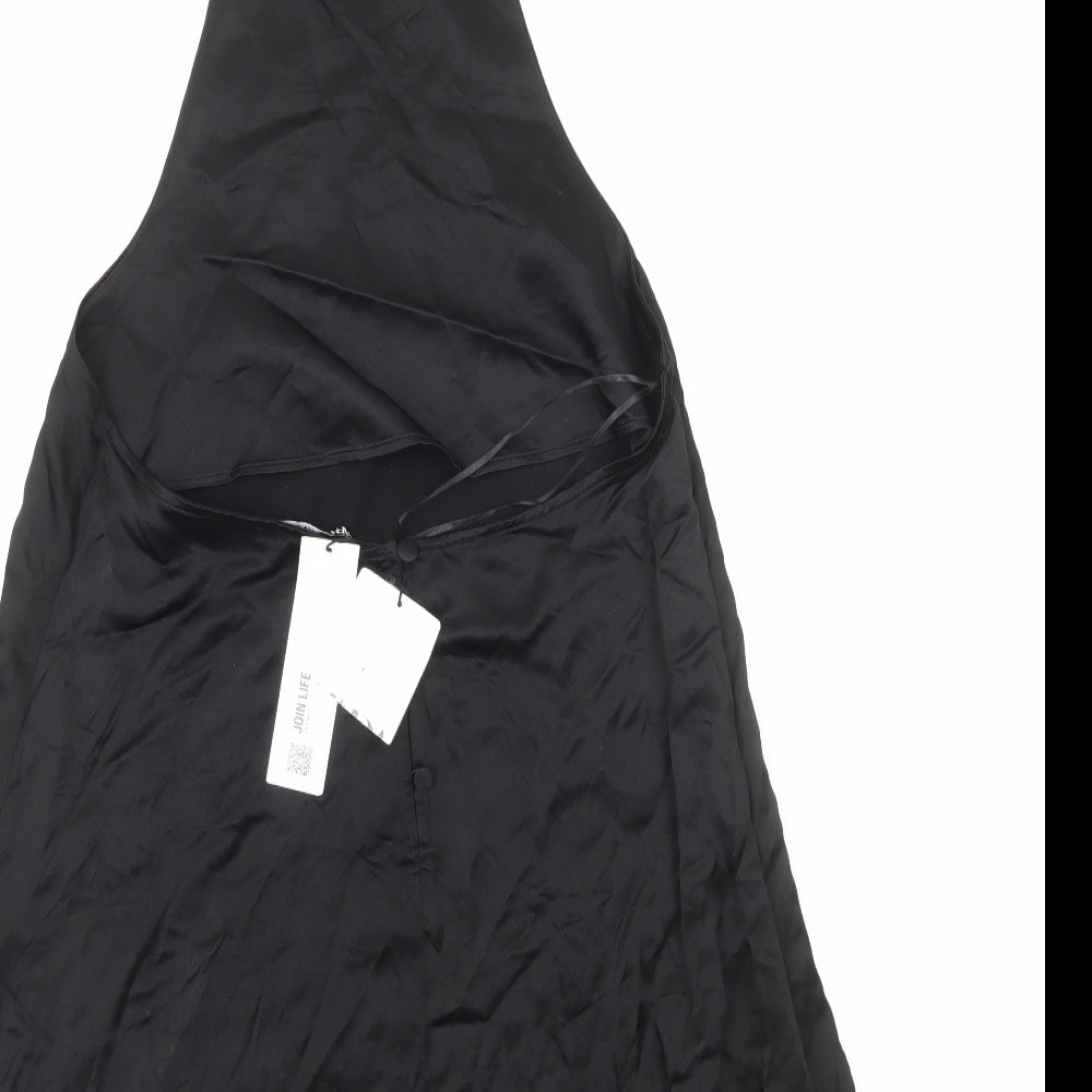 Zara Womens Black Polyester Trapeze & Swing Size S Halter Button