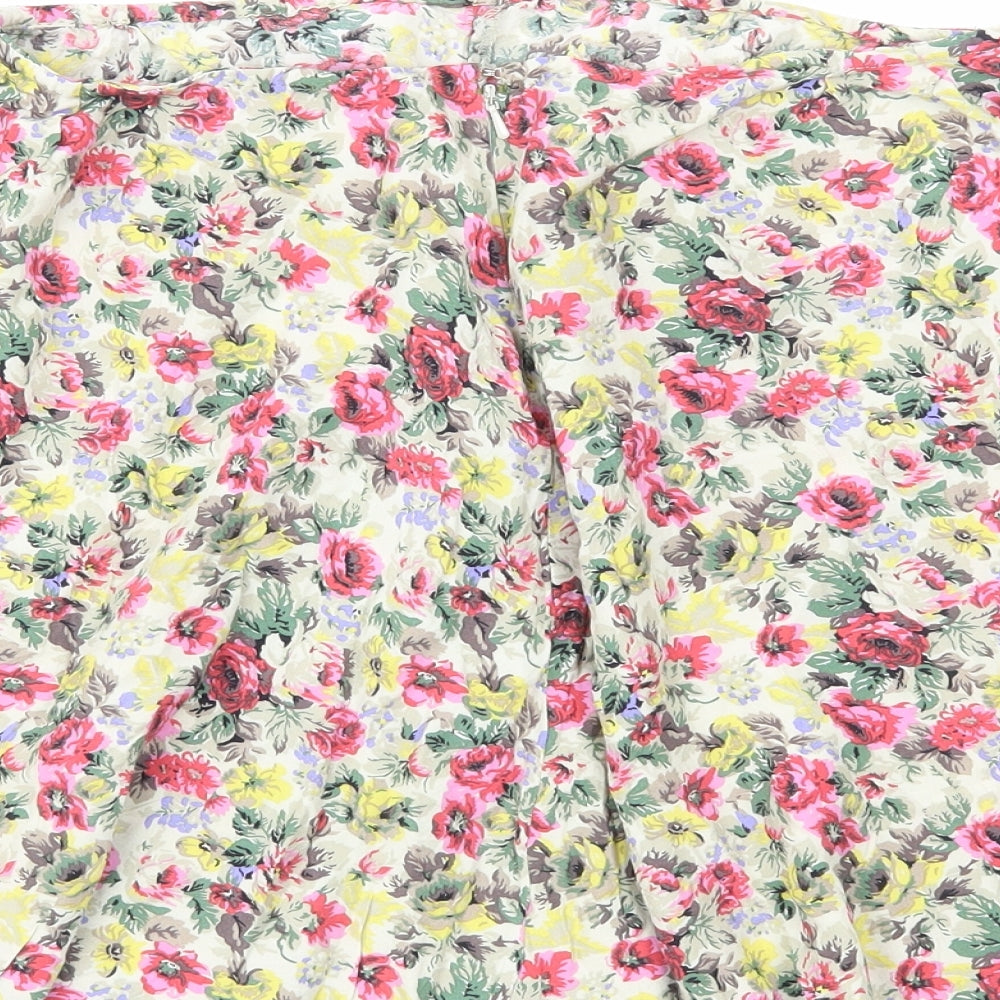 Preworn Womens Multicoloured Floral Viscose Skater Skirt Size M Zip