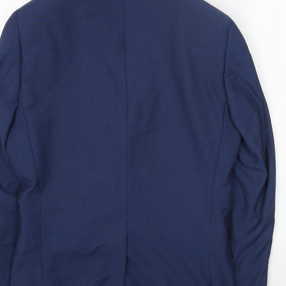 Preworn Mens Blue Polyester Jacket Blazer Size 36