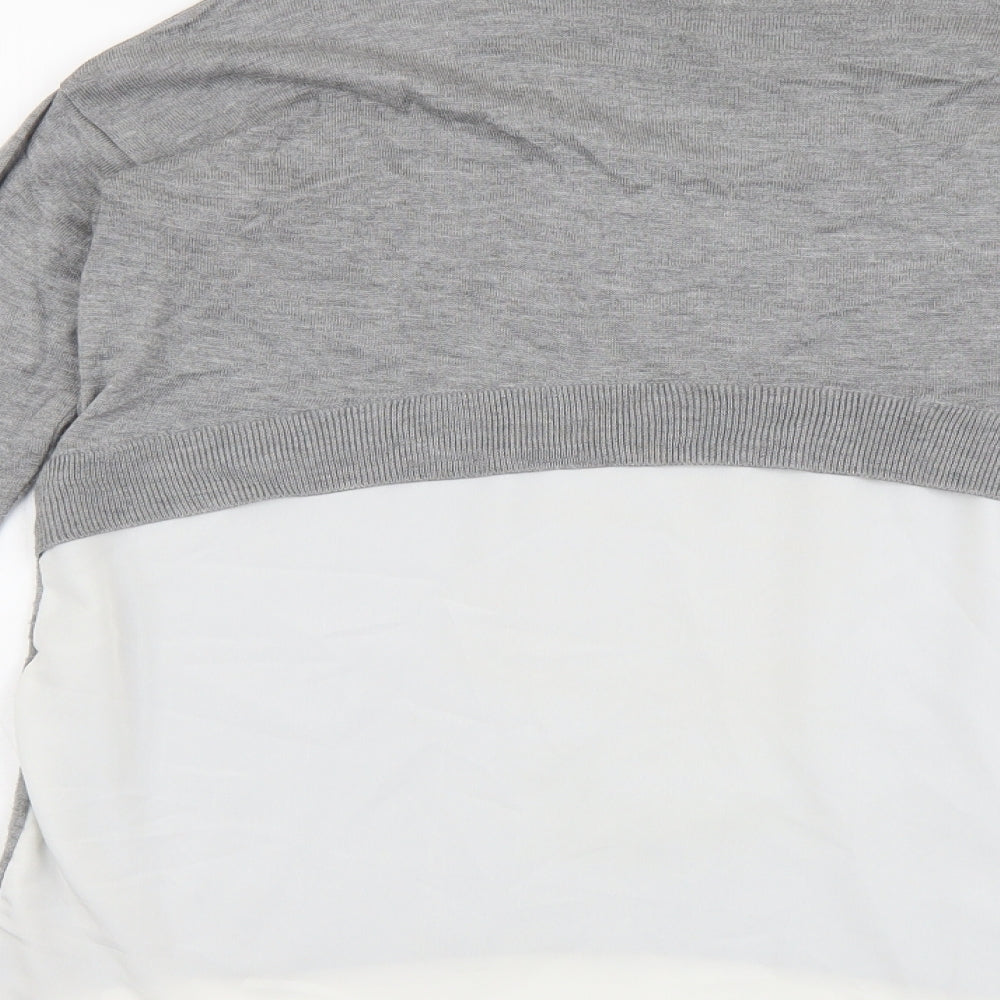 Topshop Womens Grey Round Neck Herringbone Polyester Pullover Jumper Size 12