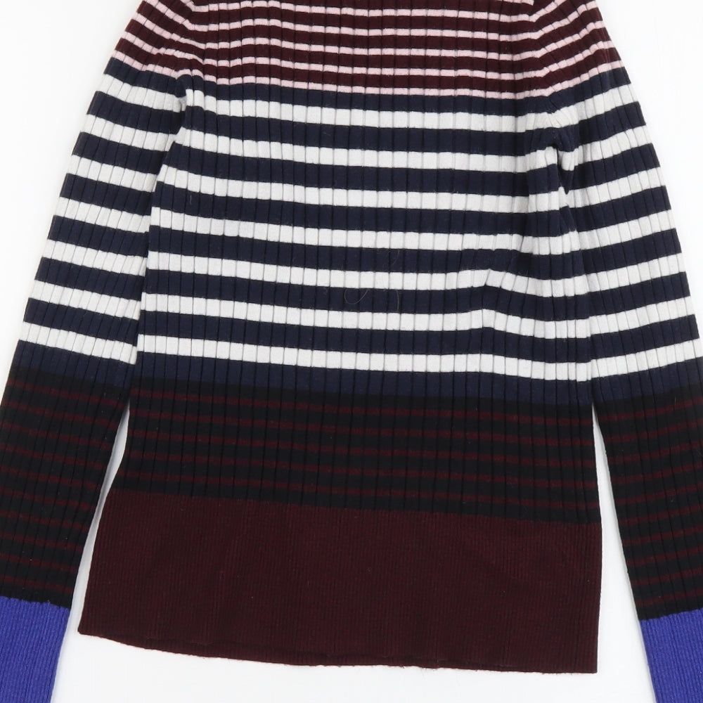 Warehouse Womens Multicoloured Round Neck Striped Viscose Pullover Jumper Size 12