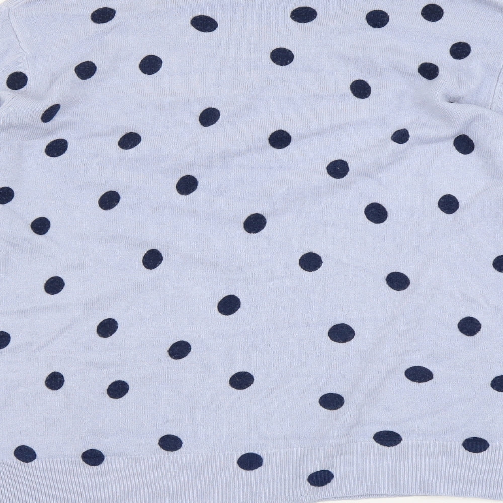 Marks & Spencer Womens Blue Roll Neck Polka Dot Acrylic Pullover Jumper Size 12