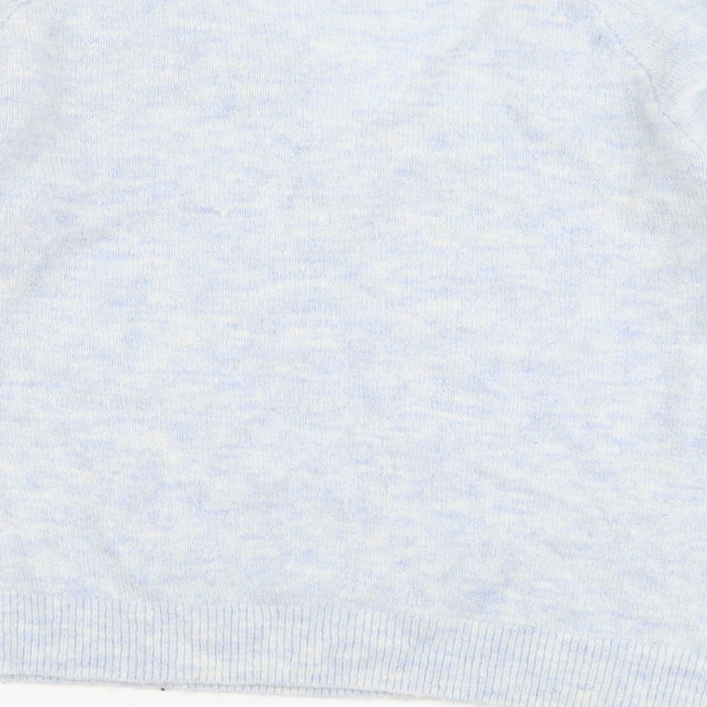 H&M Womens Silver V-Neck Acrylic Pullover Jumper Size S