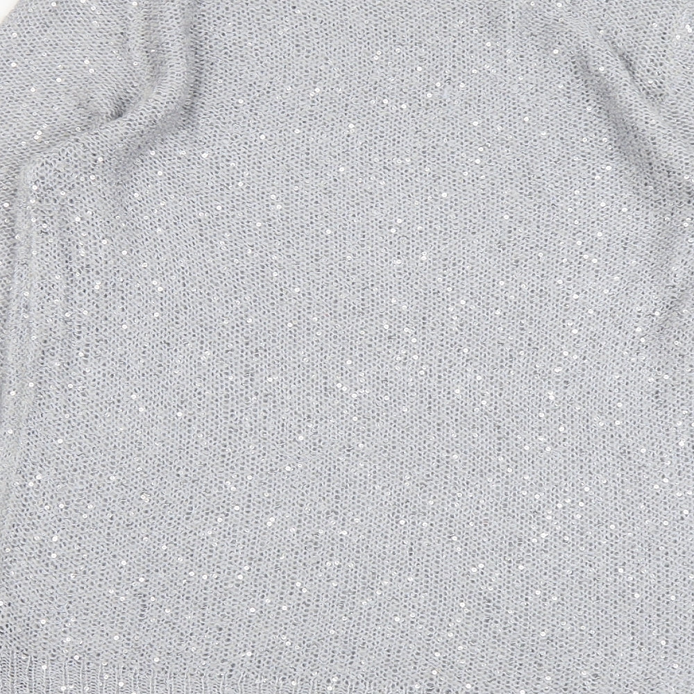 Marks & Spencer Womens Grey Scoop Neck Polyester Pullover Jumper Size 14