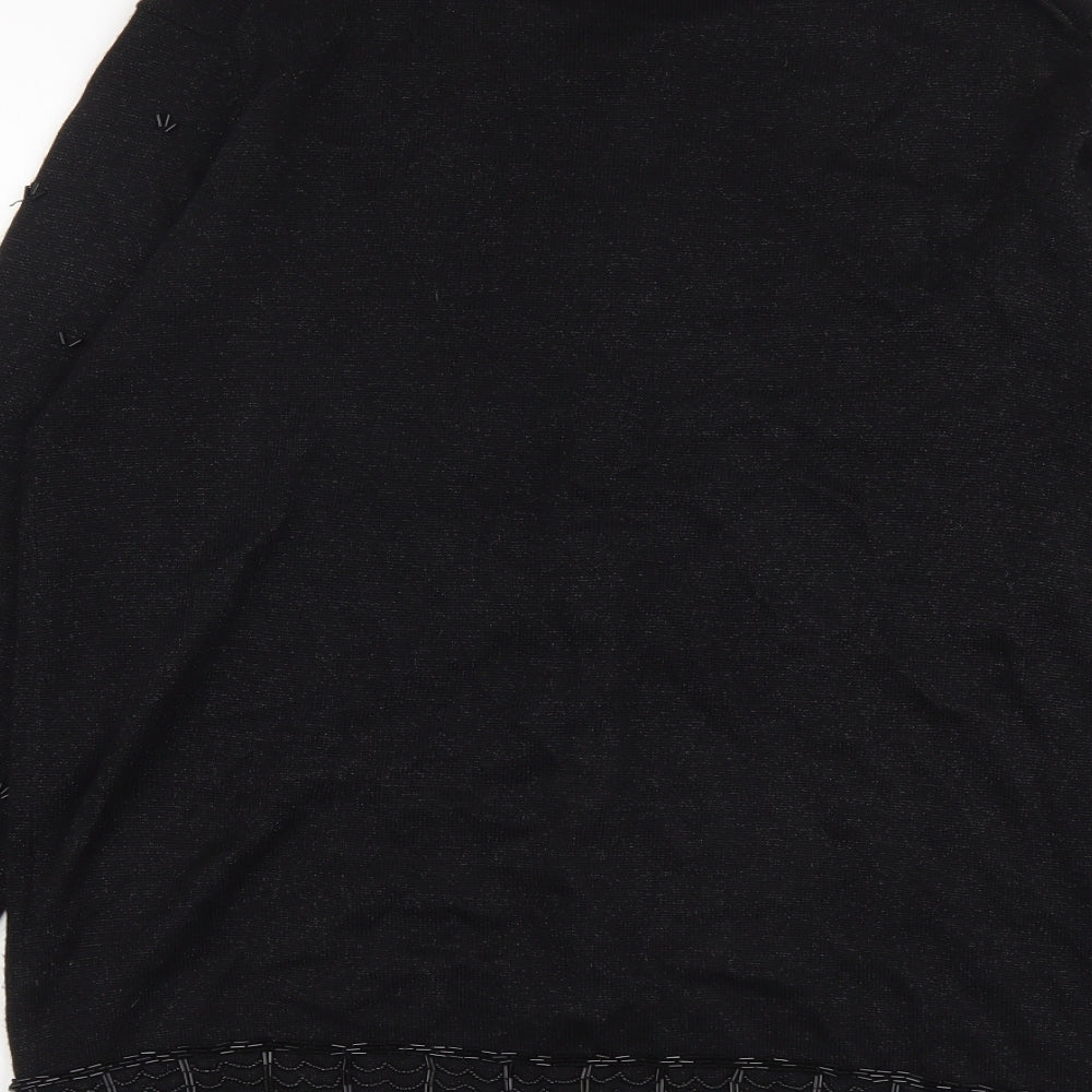 Jumper Womens Black Round Neck Acrylic Cardigan Jumper Size M