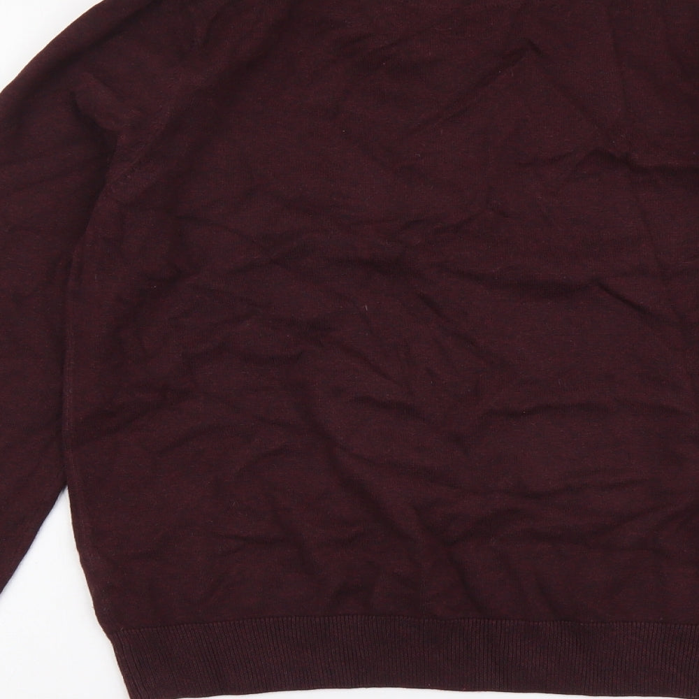 Marks & Spencer Mens Purple V-Neck Cotton Pullover Jumper Size M