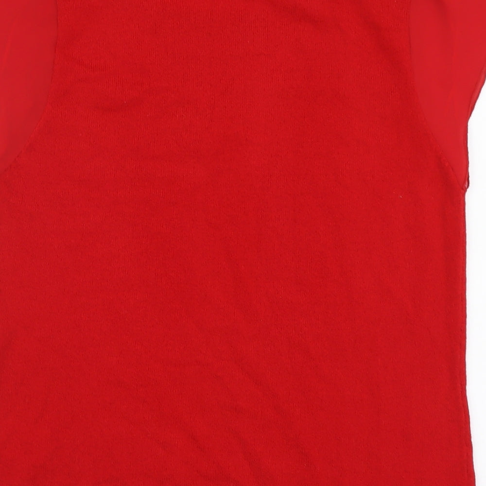 Minuet Womens Red Round Neck Acrylic Pullover Jumper Size 12