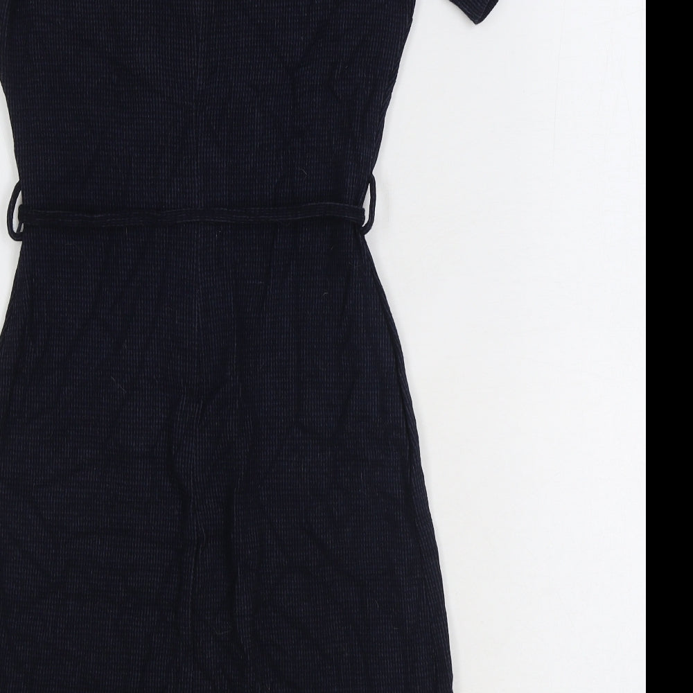 NEXT Womens Blue Viscose Fit & Flare Size 8 Boat Neck Zip
