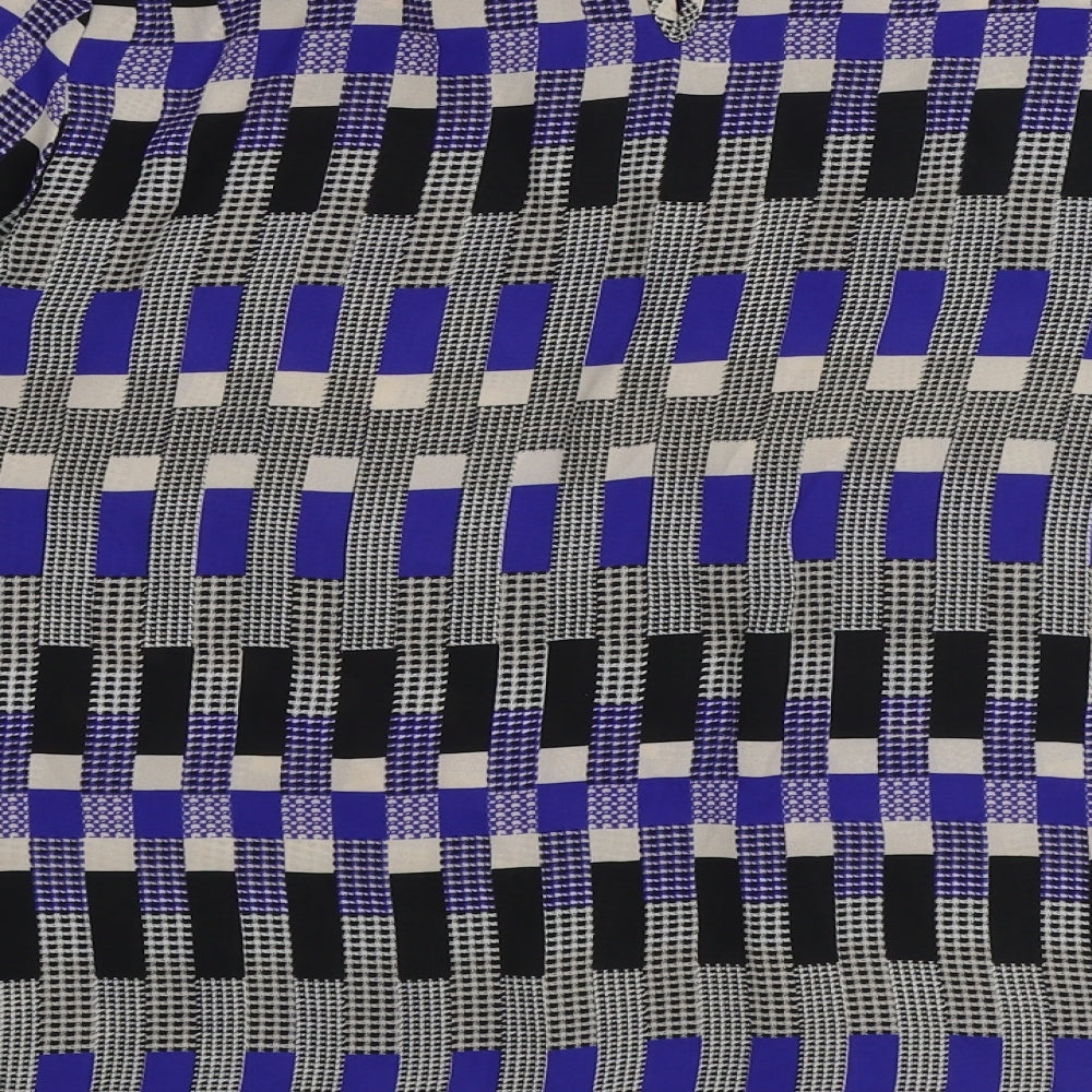 Dorothy Perkins Womens Blue Geometric Polyester Basic Blouse Size 12 Round Neck