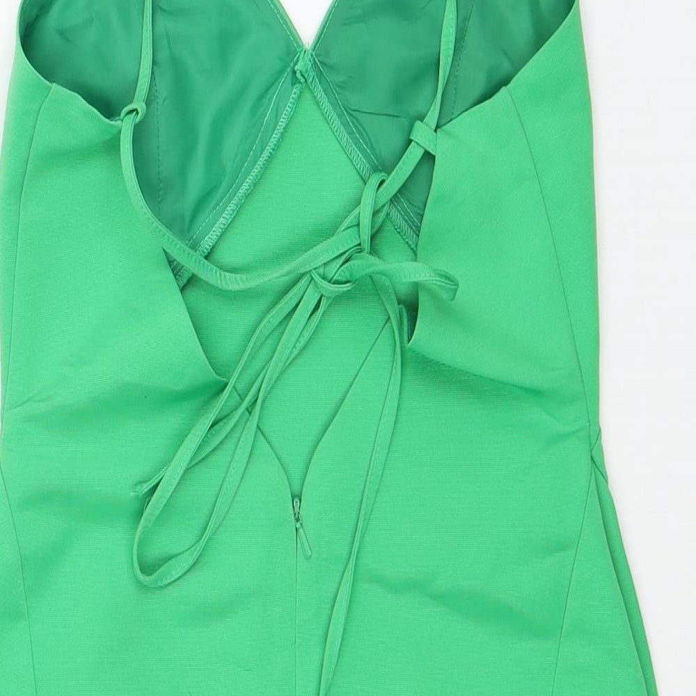 ASOS Womens Green Polyester Mini Size 6 V-Neck Zip