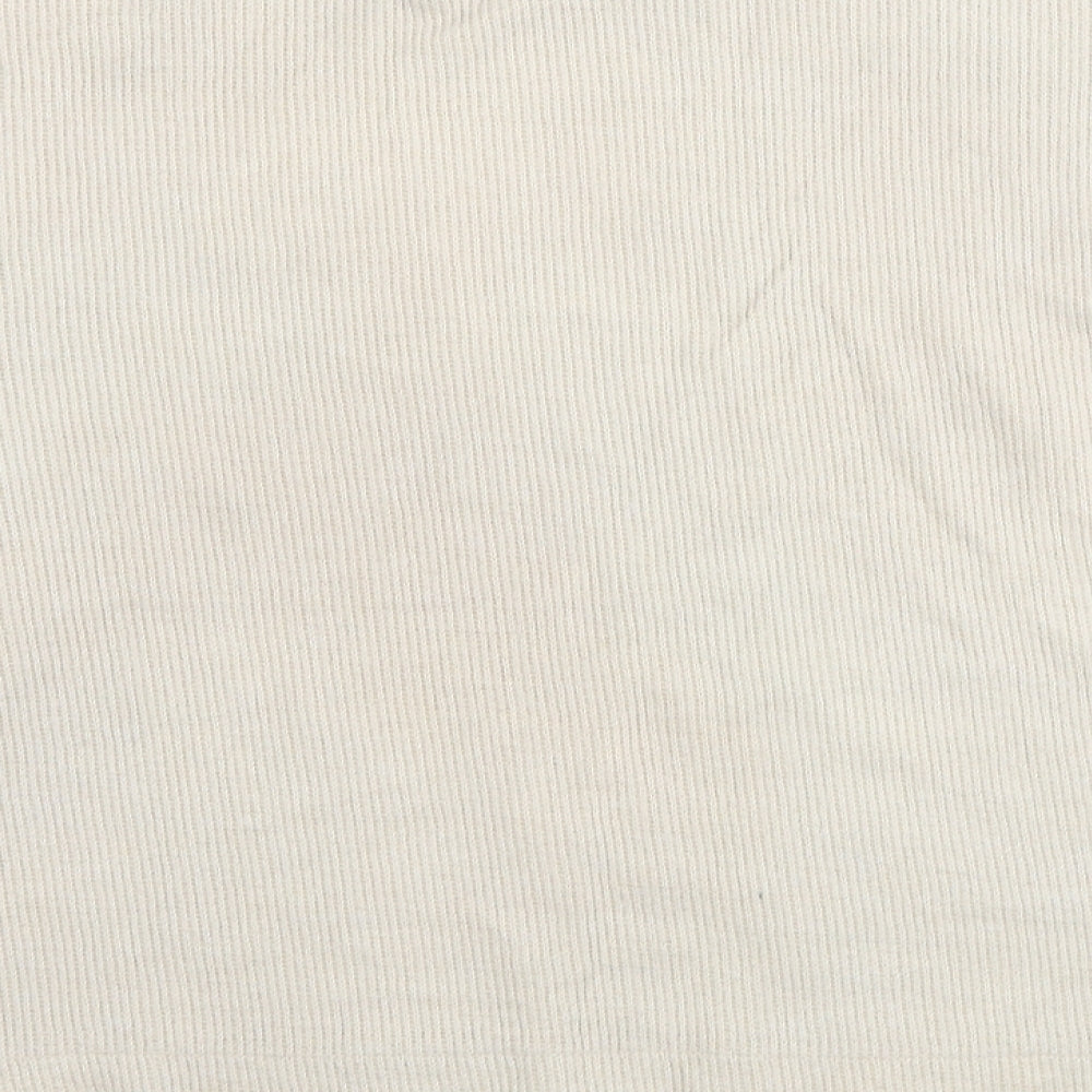 Zara Womens Beige Mock Neck Cotton Pullover Jumper Size M