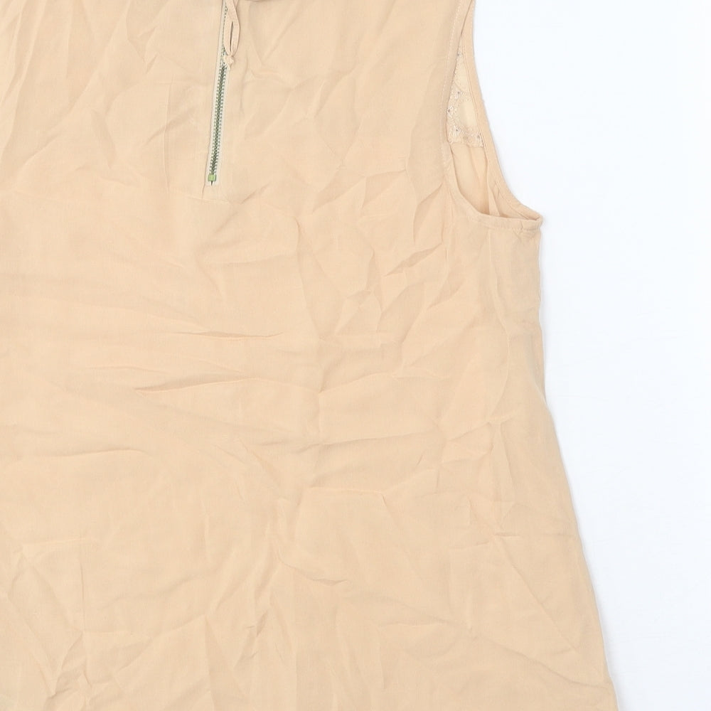 Oasis Womens Beige Viscose Basic Blouse Size 10 Collared