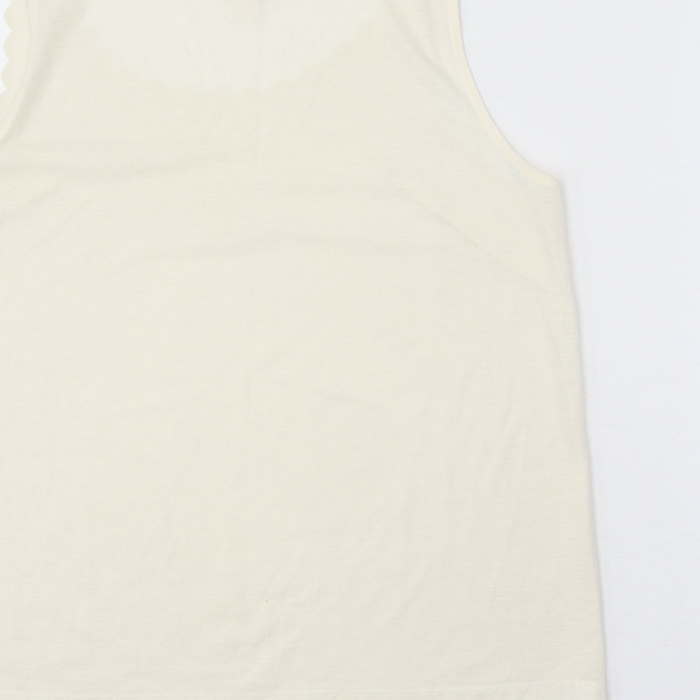 H&M Womens White Polyester Basic Tank Size S Round Neck