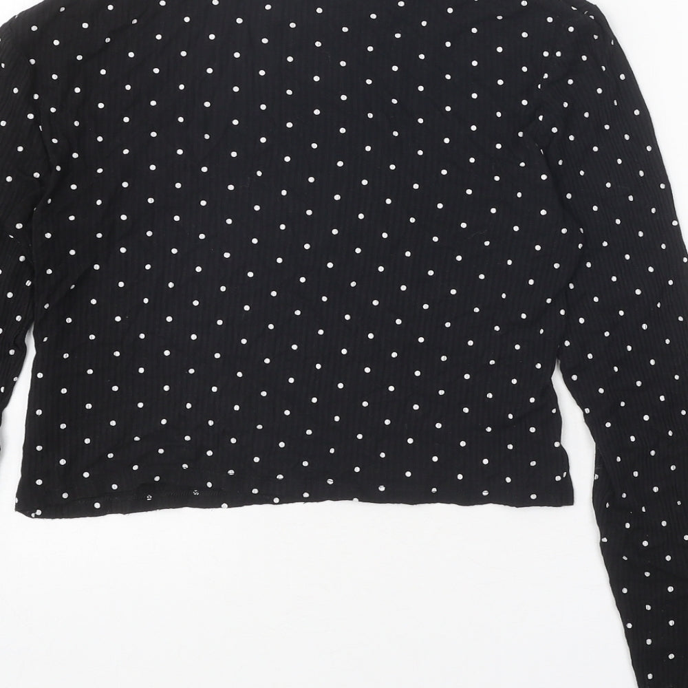 Divided Womens Black Mock Neck Polka Dot Viscose Pullover Jumper Size M